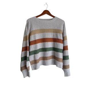 Anthropologie Storia Womens Striped Medium Boucle Sweater (Wool Blend)
